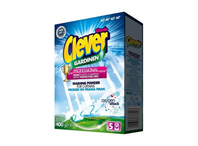 Порошок для прання Clever Professional Gardinen 400 г, к/к (97-020) Порошок для прання Clever Professional Gardinen 400 г, к/к (97-020)
